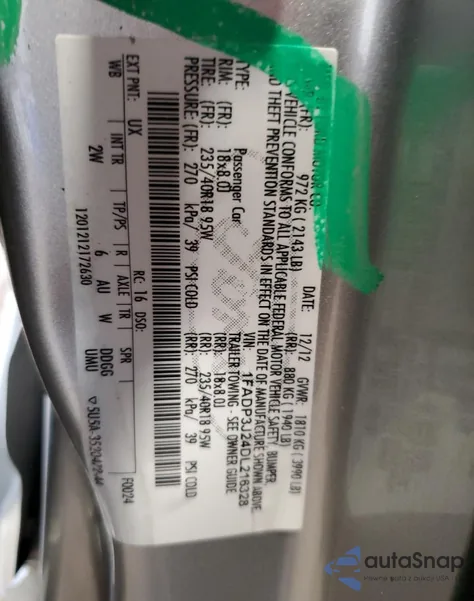 2013 Ford Focus Titanium z USA, uszkodzony, nr VIN 1FADP3J24DL216328